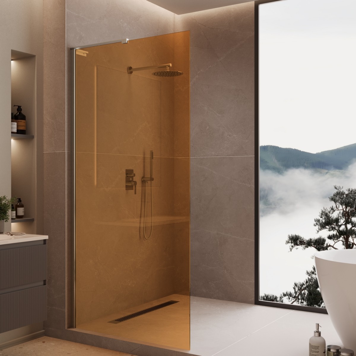 Душевая перегородка Vincea Walk-In VLSW-1H100GS 1000*2000 мм (хром/янтарь)