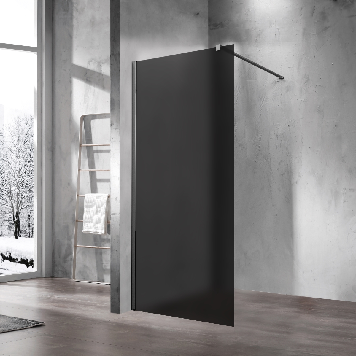 Душевая перегородка Vincea Walk-In VSW-1H900GFGM 900*2000 мм (вороненая сталь/тонированное матовое)