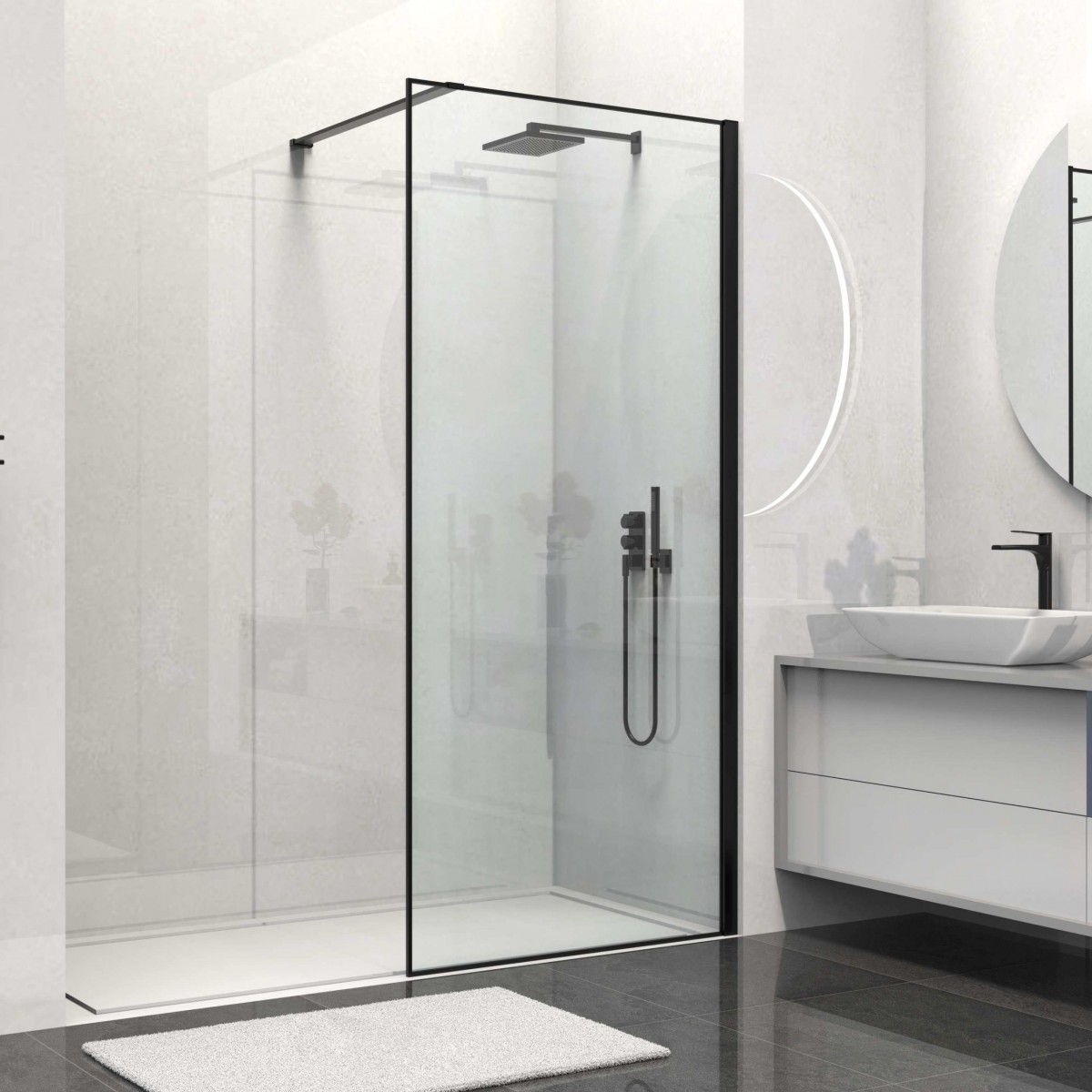 Душевая перегородка Vincea Walk-In HS VSW-1HS900CLB 900*2000 мм (черный матовый/прозрачное)