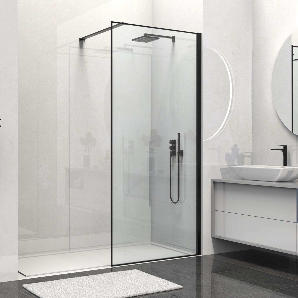 Душевая перегородка Vincea Walk-In HS VSW-1HS800CLB 800*2000 мм (черный матовый/прозрачное)