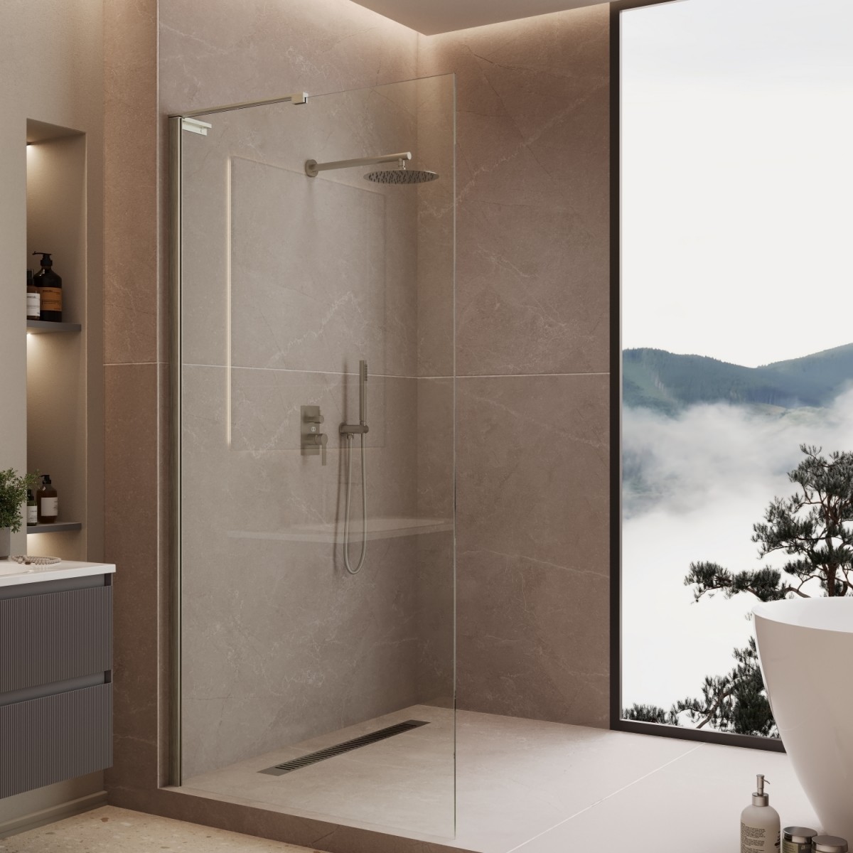 Душевая перегородка Vincea Walk-In VLSW-1H100CLBN 1000*2000 мм (никель брашированный/прозрачное)
