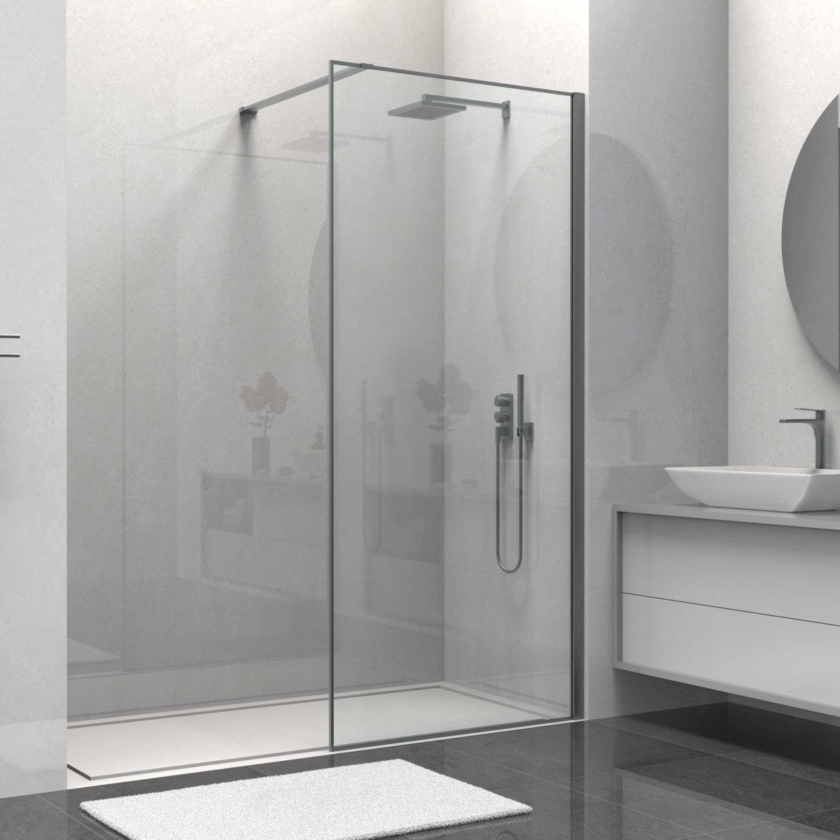 Душевая перегородка Vincea Walk-In HS VSW-1HS800CLGMG 800*2000 мм (вороненая сталь/прозрачное)