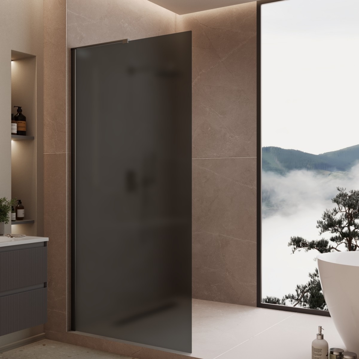 Душевая перегородка Vincea Walk-In VLSW-1H100GFB 1000*2000 мм (черный/тонированное матовое)