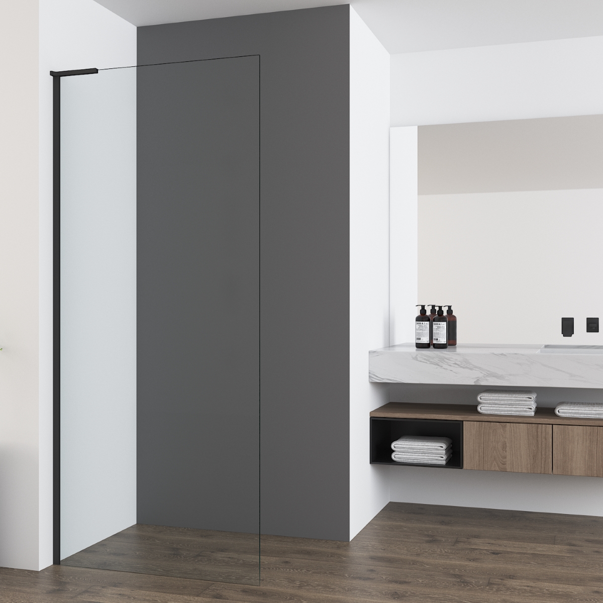 Душевая перегородка Vincea Walk-In VSW-7HA700CLB 700*2000 мм (черный/прозрачное)