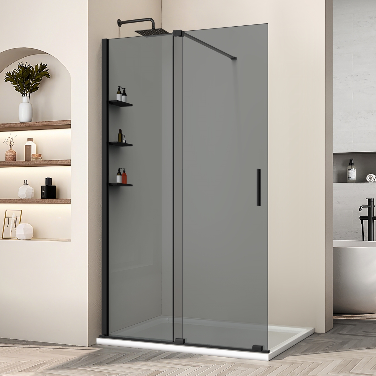 Душевая перегородка Vincea Walk-In VSW-1WSL120CGB 1200*2000 мм (черный матовый/тонированное)