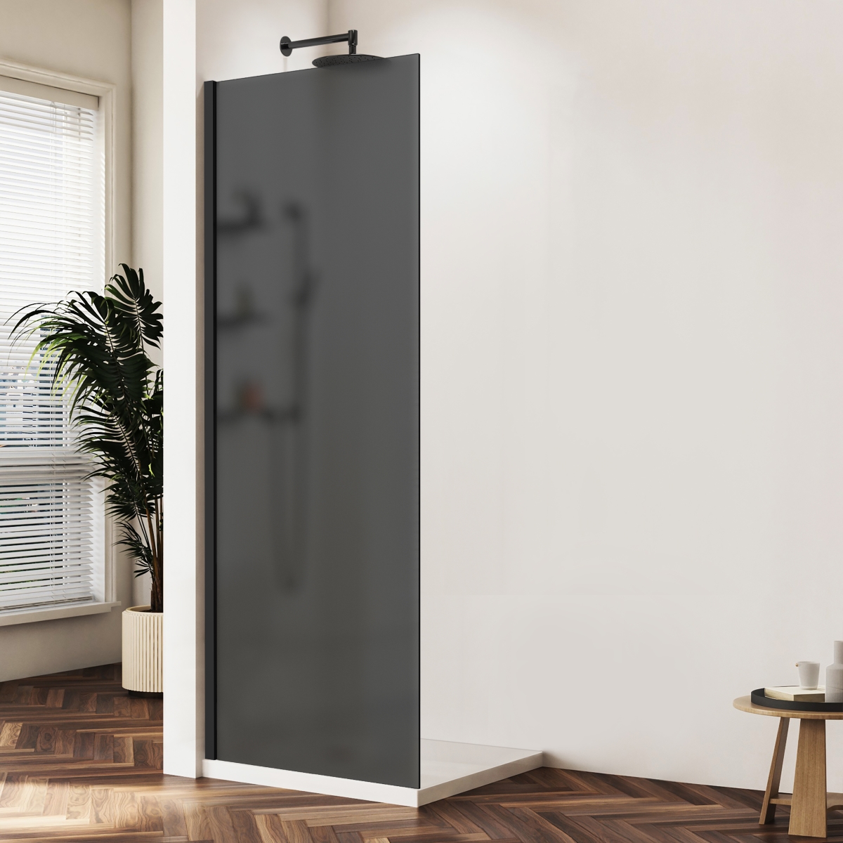 Душевая перегородка Vincea Walk-In VSW-1HWS900GFB 900*2000 мм (черный матовый/тонированное матовое)