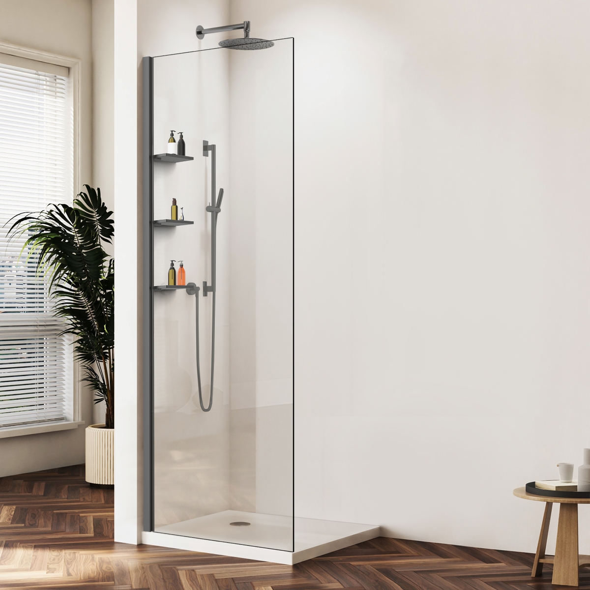 Душевая перегородка Vincea Walk-In VSW-1HWS100CLGM 1000*2000 мм (вороненая сталь/прозрачное)