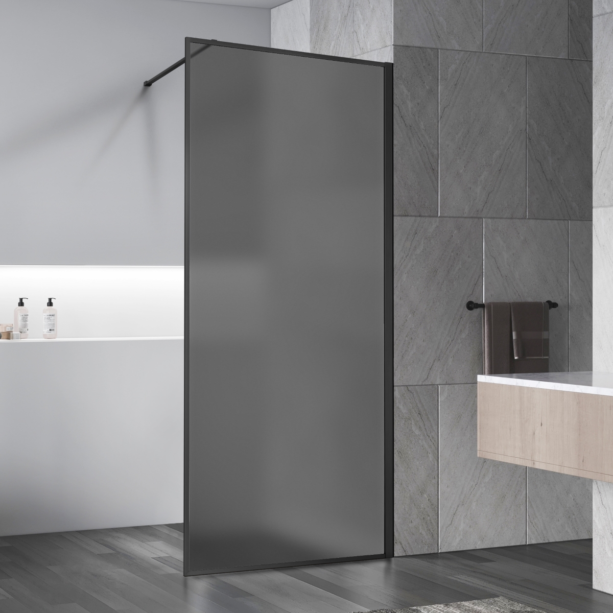 Душевая перегородка Vincea Walk-In VSW-1HP100GFB 1000*2000 мм (черный матовый/тонированное матовое)