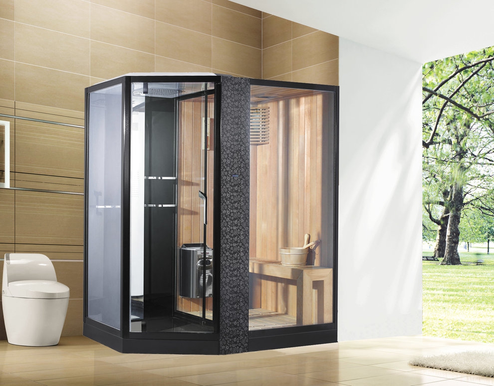 Душевая кабина Orans SR-89103RS Black 1800*1300 мм с сауной (черный/прозрачное)