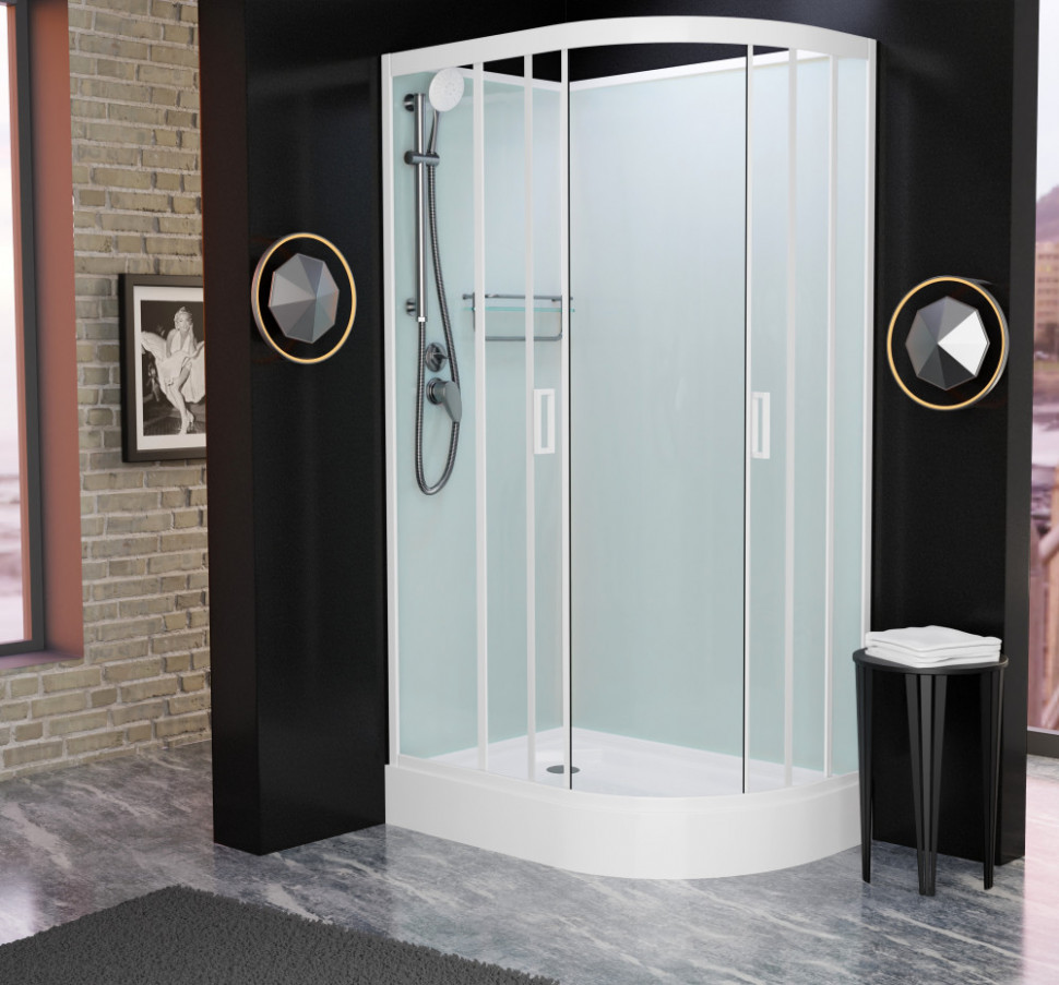 Душевая кабина Frank F412L 1200*800 мм без крыши (белый/прозрачное) L
