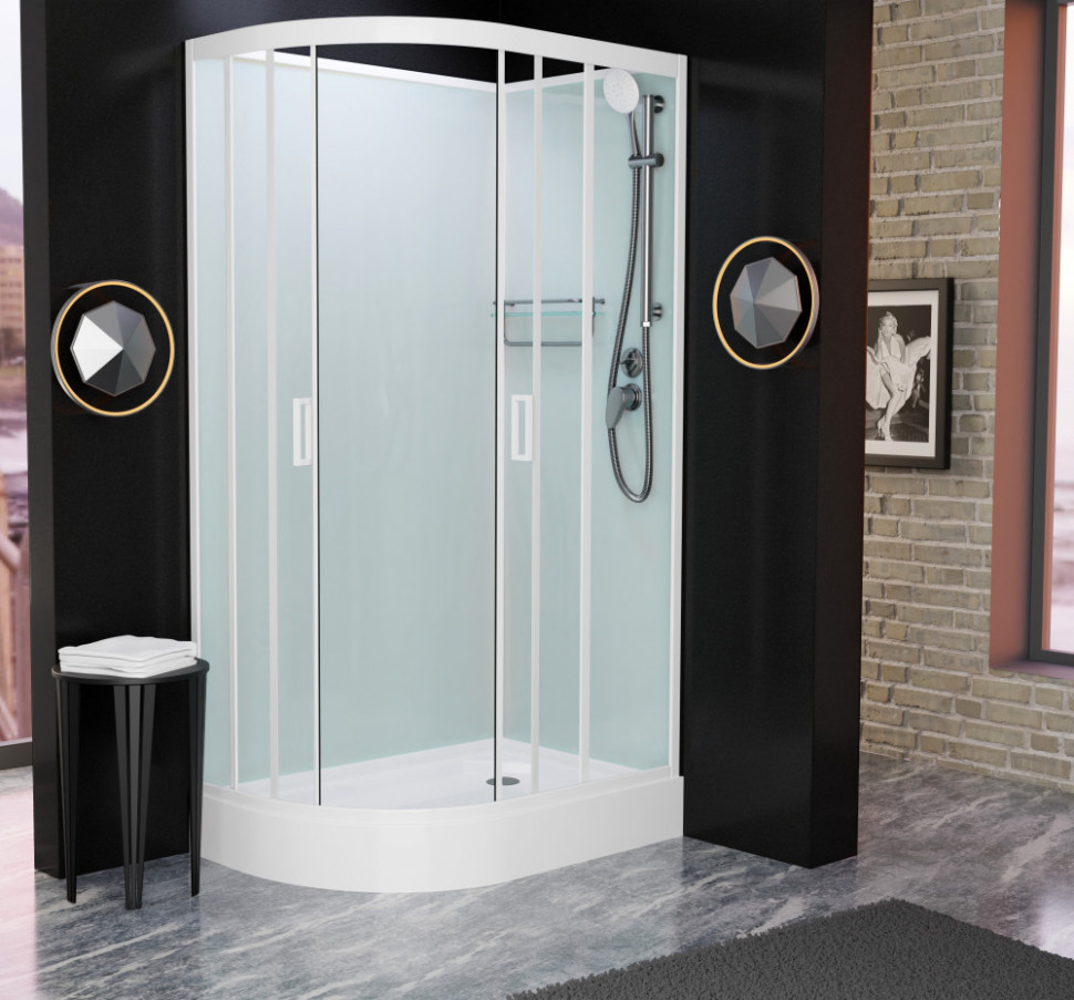 Душевая кабина Frank F412R 1200*800 мм без крыши (белый/прозрачное) R