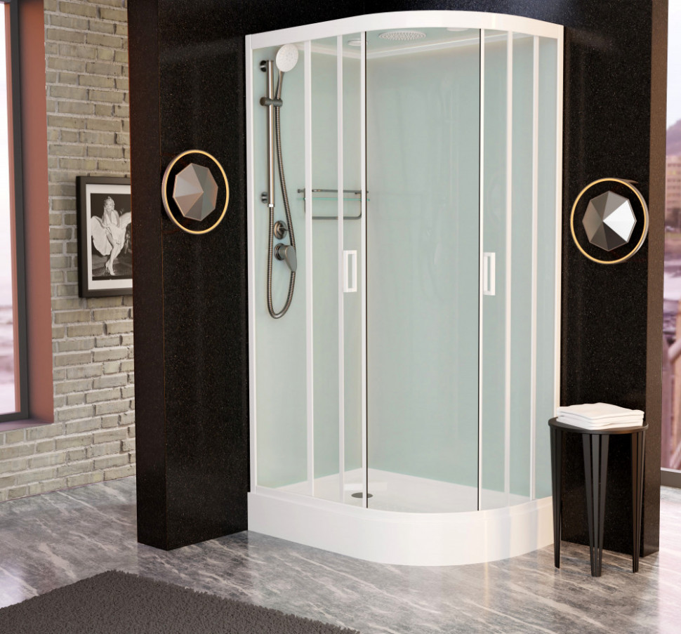 Душевая кабина Frank F412L М 1200*800 мм (белый/матовое) L