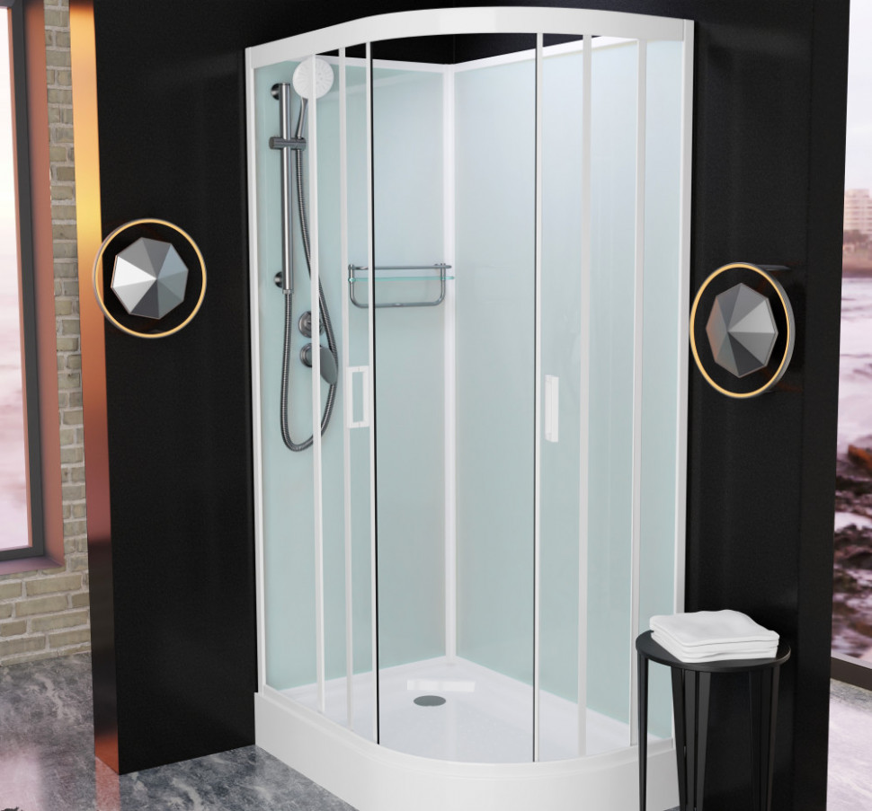 Душевая кабина Frank F412L М 1200*800 мм без крыши (белый/матовое) L