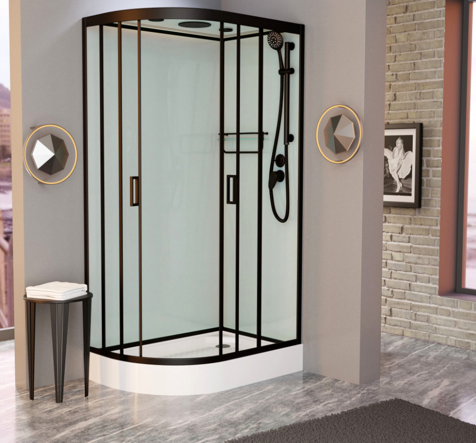 Душевая кабина Frank F418R М 1000*800 мм (чёрный/матовое) R