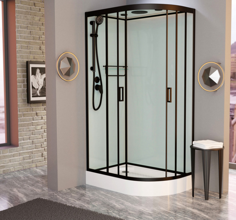 Душевая кабина Frank F412L М 1200*800 мм (чёрный/матовое) L