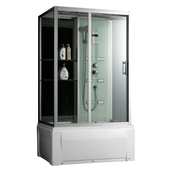 Душевой бокс Frank F553-1 1200*850 мм с гидромассажем, с паром (белый/прозрачное)