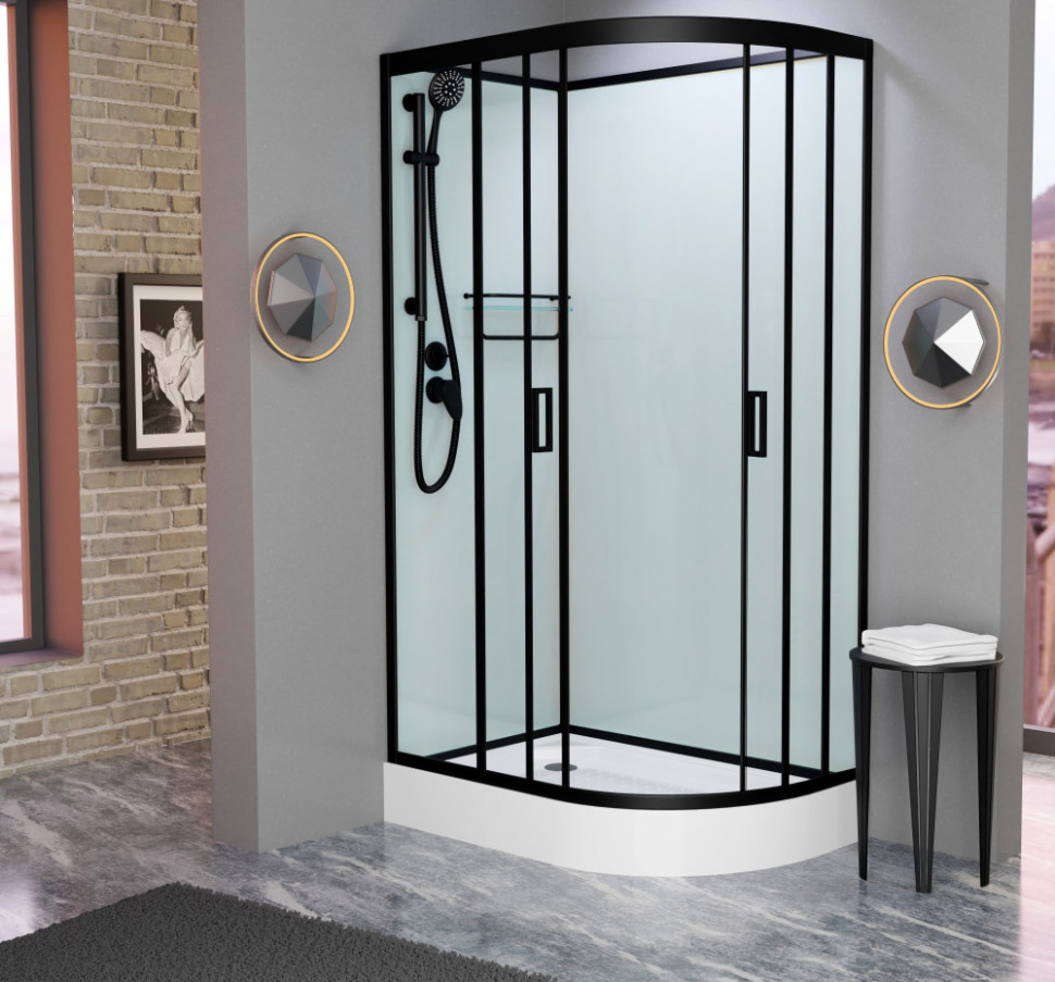 Душевая кабина Frank F411L 1100*800 мм без крыши (чёрный/прозрачное) L