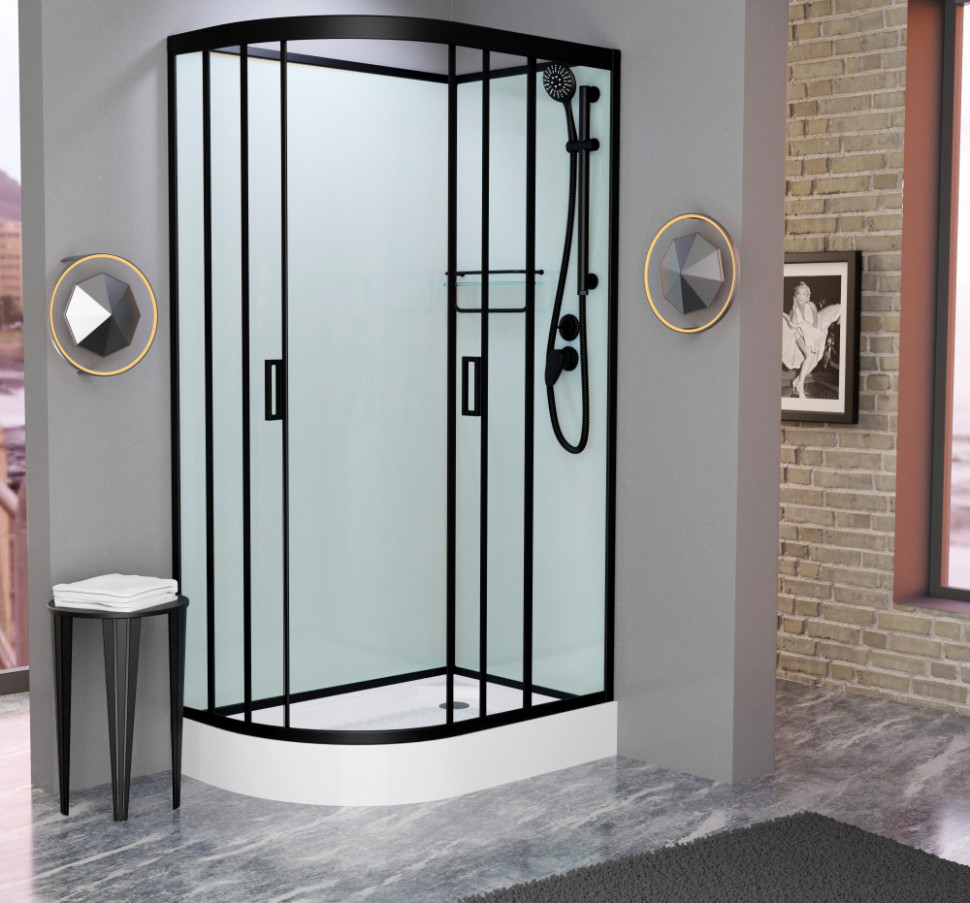 Душевая кабина Frank F411R 1100*800 мм без крыши (чёрный/прозрачное) R