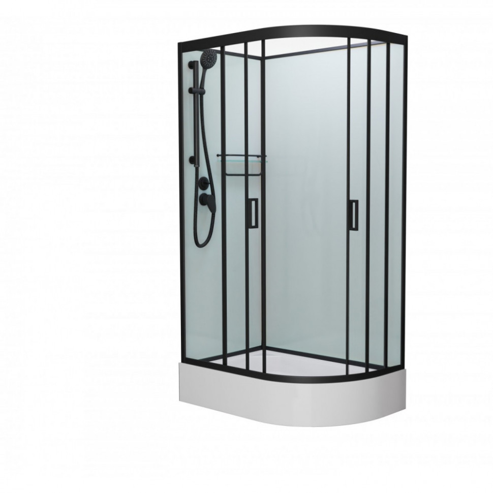 Душевая кабина Frank F412/1L М 1200*800 мм без крыши (чёрный/матовое) L