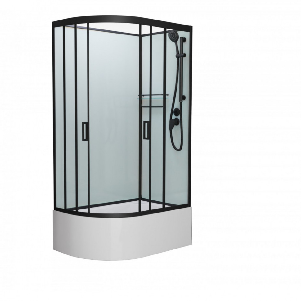 Душевая кабина Frank F412/2R М 1200*800 мм без крыши (чёрный/матовое) R