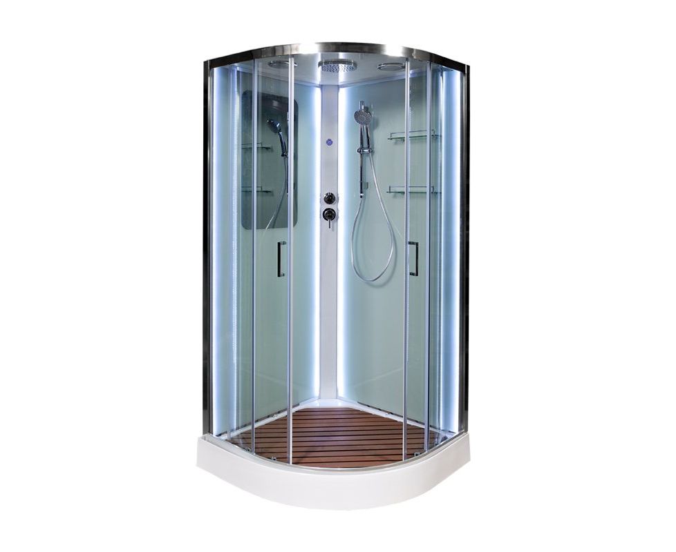 Душевая кабина Deto A09LEDKN 900*900 мм LED с кнопкой (хром/прозрачное)