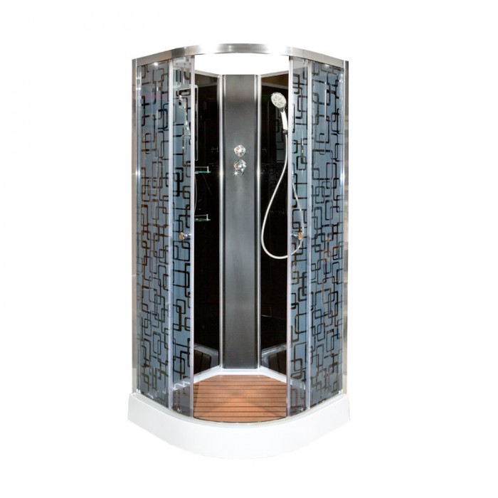 Душевая кабина Deto BM1590NBLACK 900*900 мм без крыши (хром/матовое)