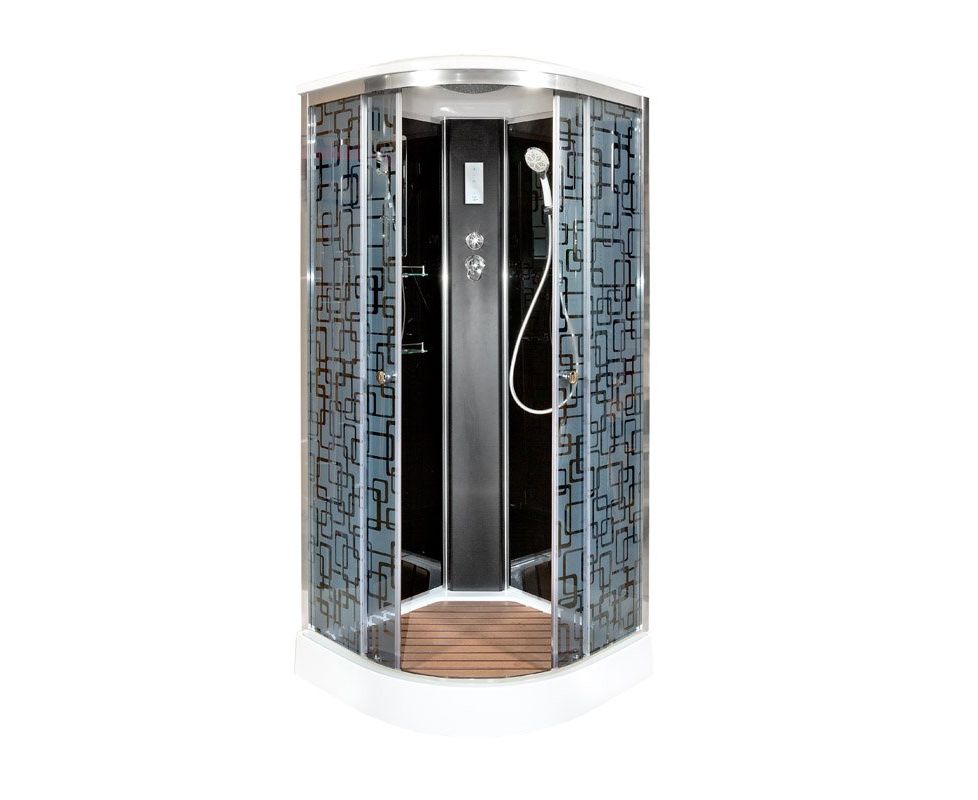 Душевая кабина Deto BM1590ELBLACK 900*900 мм с электрикой (хром/матовое)