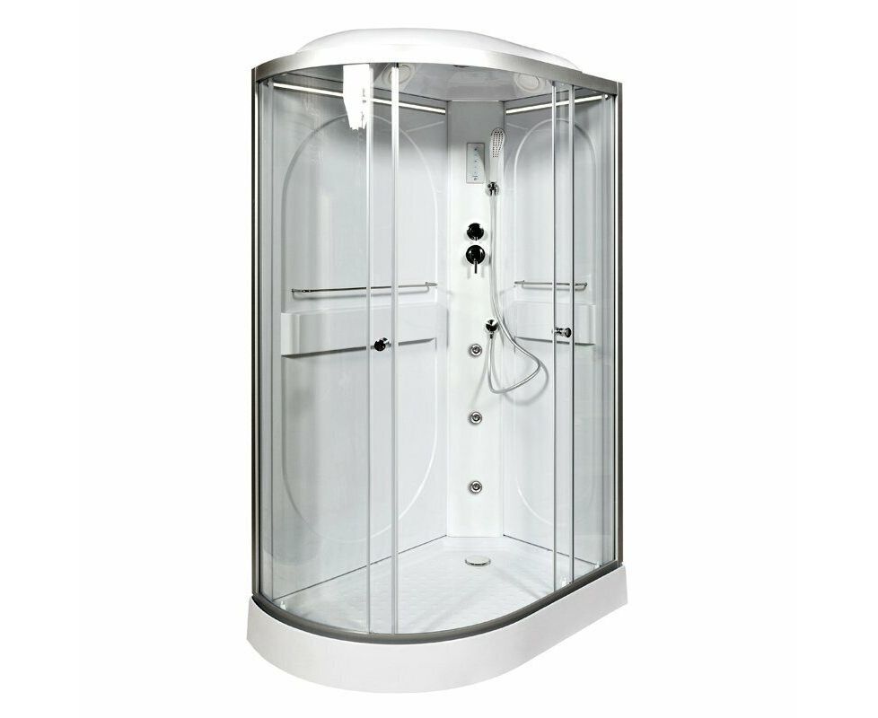 Душевая кабина Deto L602RLED+GM 1200*800 мм с LED и гидромассажем (хром/прозрачное)