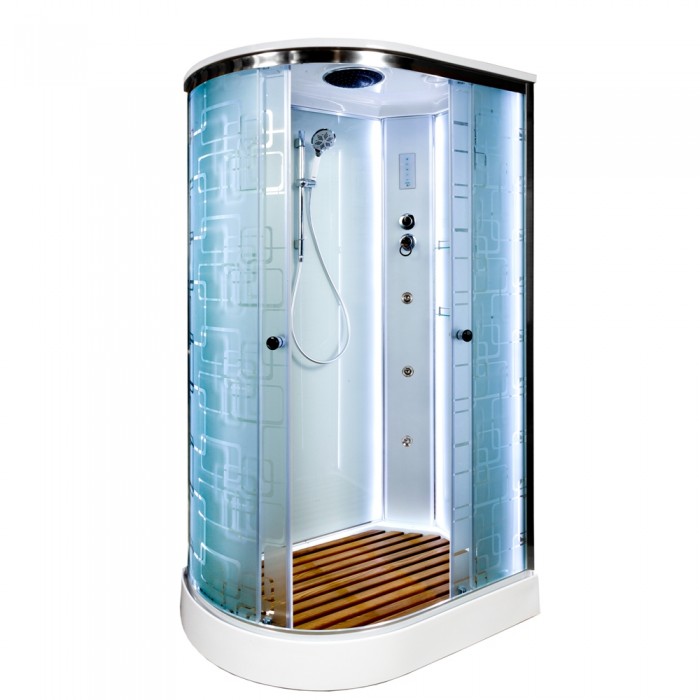 Душевая кабина Deto EM1512RLED+GM 1200*800 мм с LED и гидромассажем (хром/матовое)