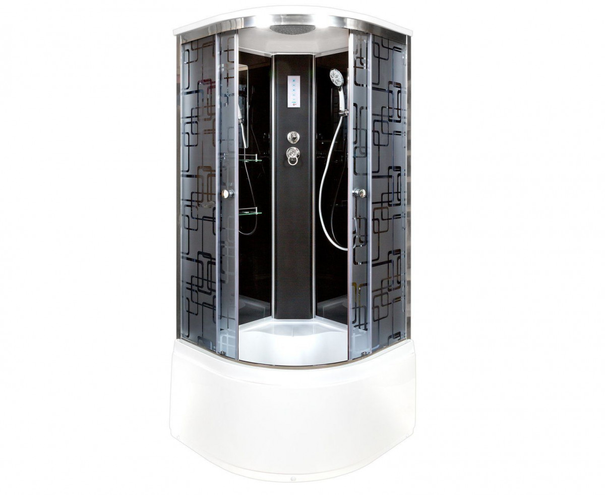 Душевая кабина Deto BM4590ELBLACK 900*900 мм с электрикой (хром/матовое)