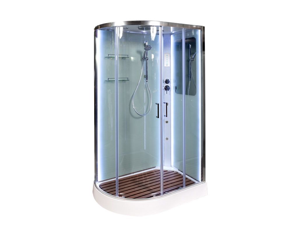 Душевая кабина Deto A102RLED+GM 1200*800 мм LED с гидромассажем (хром/прозрачное)