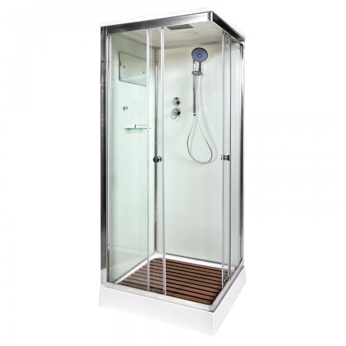Душевая кабина Deto K408S 800*800 мм с крышей (хром/прозрачное)
