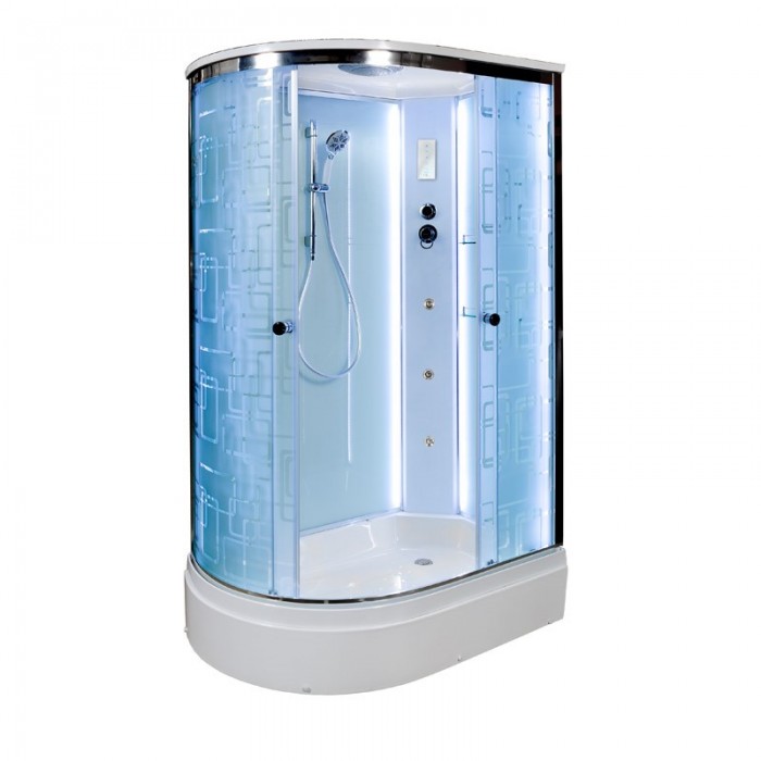 Душевая кабина Deto EM2712RLED+GM 1200*800 мм с LED и гидромассажем (хром/матовое)