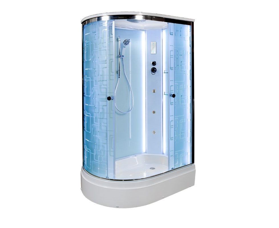Душевая кабина Deto EM2712RNLED+GM 1200*800 мм с LED подсветкой, с гидромассажем , без крыши (хром/матовое)