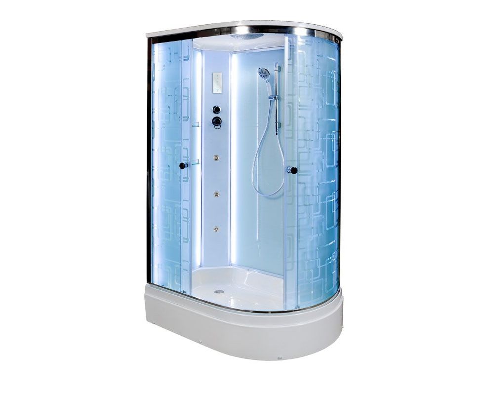 Душевая кабина Deto EM2712LLED+GM 1200*800 мм с LED и гидромассажем (хром/матовое)