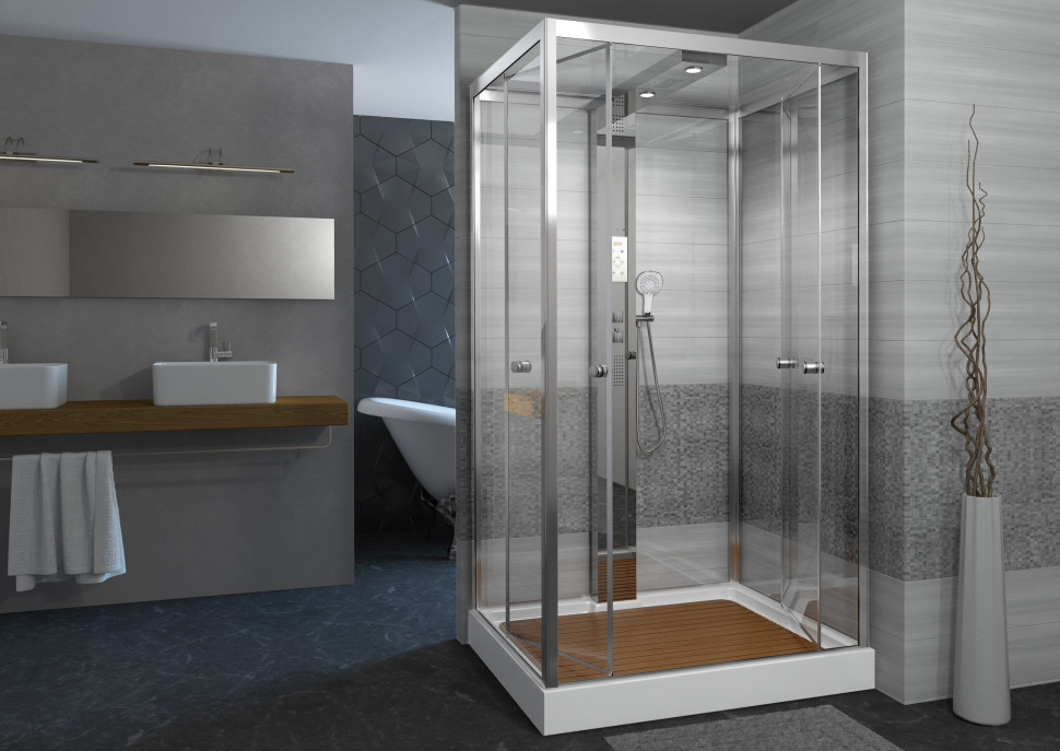 Душевая кабина Deto Z122 ESPOO 1200*900 мм  (хром/прозрачное)