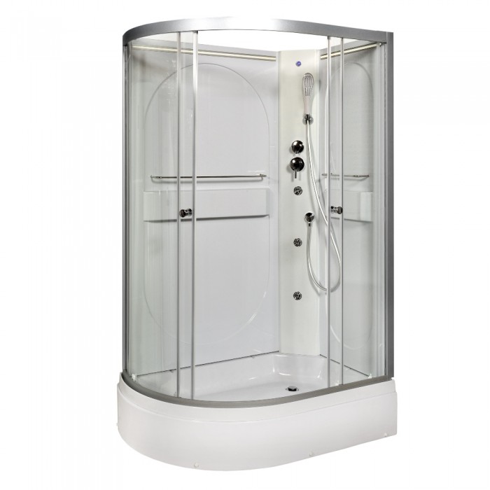 Душевая кабина Deto L520RNLED+GM 1200*800 мм с LED подсветкой, без крыши с гидромассажем (хром/прозрачное)