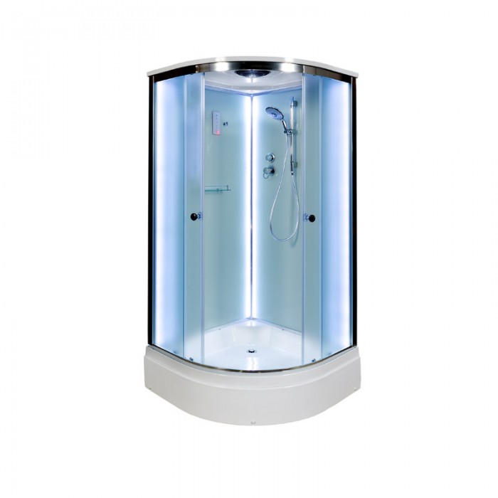 Душевая кабина Deto D279SLED 900*900 мм с LED подсветкой (хром/матовое)