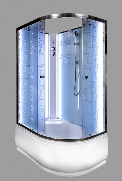 Душевая кабина Deto EM4512LNLED 1200*800 мм с LED подсветкой без крыши (хром/матовое)