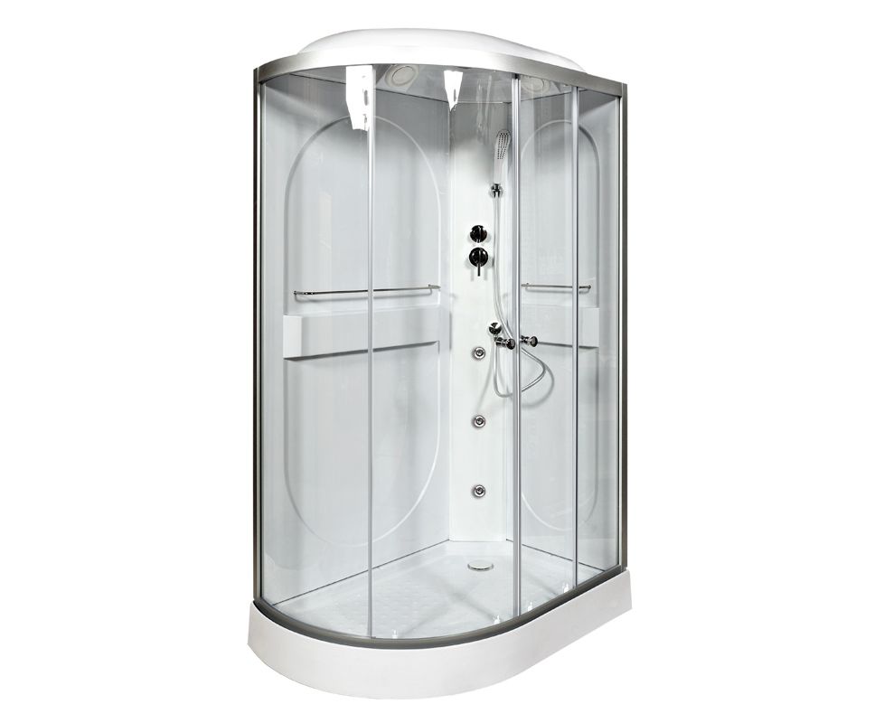Душевая кабина Deto L602RGM 1200*800 мм с гидромассажем (хром/прозрачное)