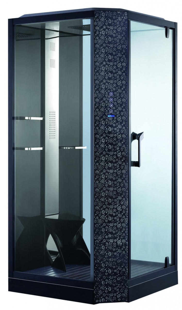 Душевая кабина Orans  SR-89101RS Black 1000*1000 мм с гидромассажем, с паром (черный/прозрачное)