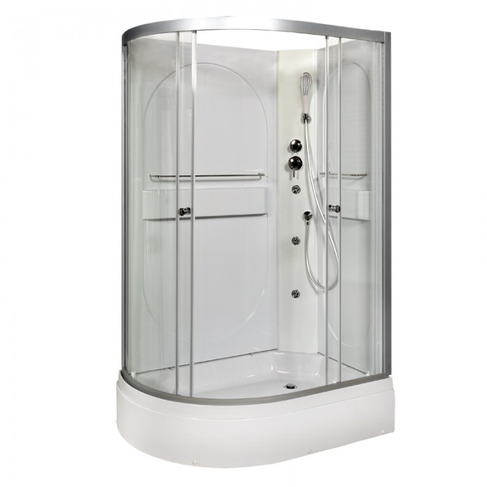 Душевая кабина Deto L520RNGM 1200*800 мм без крыши с гидромассажем (хром/прозрачное)