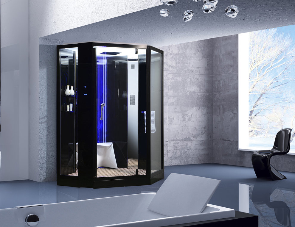 Душевая кабина Orans  SR-89106S Black 1300*1300 мм с гидромассажем, с паром (черный/прозрачное)