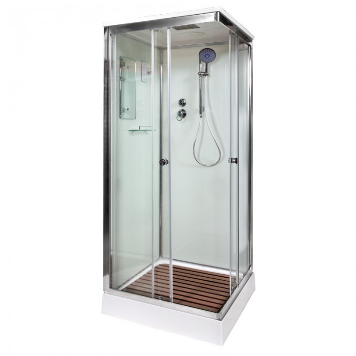 Душевая кабина Deto K408SEL 800*800 мм с электрикой (хром/прозрачное)