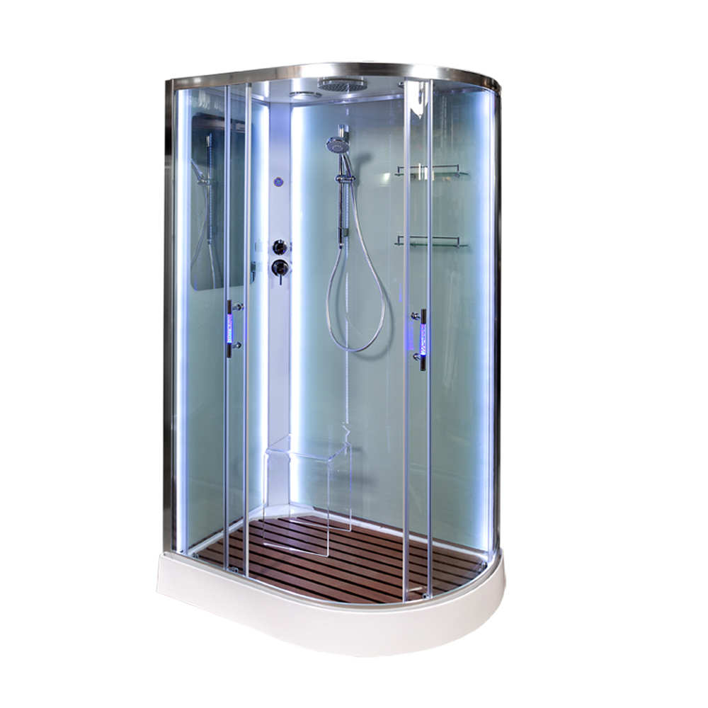 Душевая кабина Deto A102LLEDKN 1200*800 мм LED с кнопкой (хром/прозрачное)
