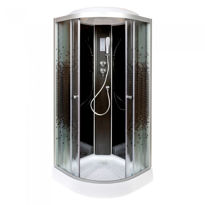 Душевая кабина Deto L809ELBLACK 900*900 мм с электрикой BLACK (хром/матовое)