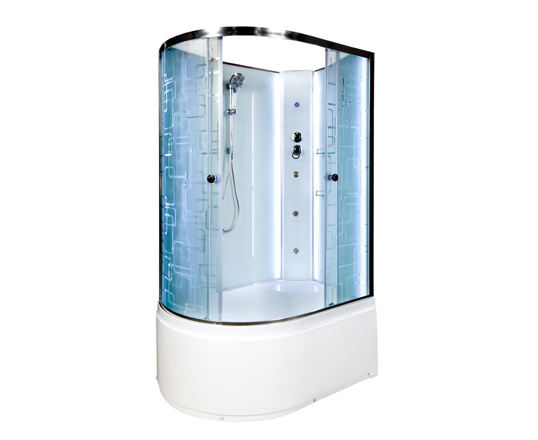 Душевая кабина Deto EM4512RNLED+GM 1200*800 мм с LED подсветкой, с гидромассажем , без крыши (хром/матовое)