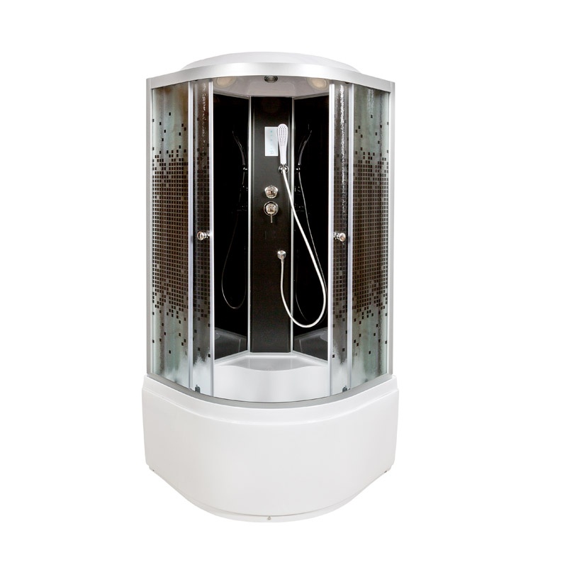 Душевая кабина Deto L890ELBLACK 900*900 мм с электрикой BLACK (хром/матовое)