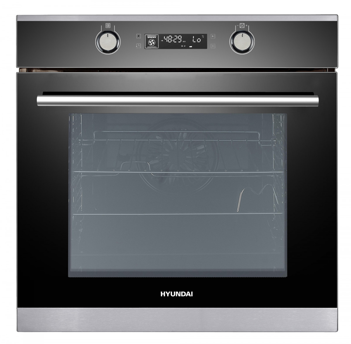 Электрический духовой шкаф Hyundai HEO 6648 IX 60 см (черное стекло)
