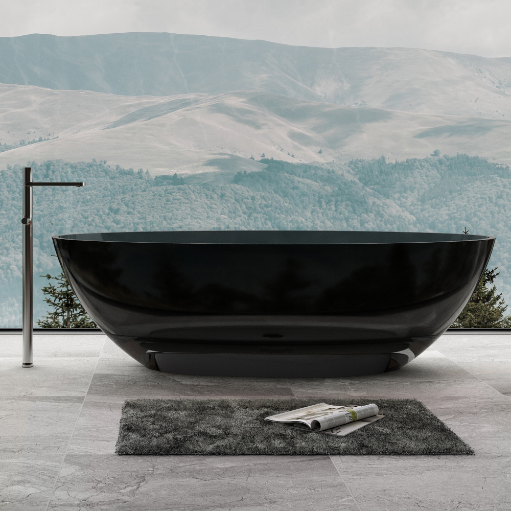 Ванна из полиэфирной смолы Abber Kristall AT9702Onyx 180*85 см (чёрный)